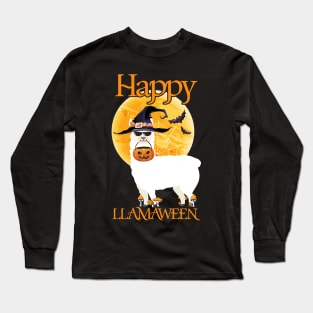 Halloween Shirt Happy Hallamaween Llamaween Llama Lover Gift Long Sleeve T-Shirt